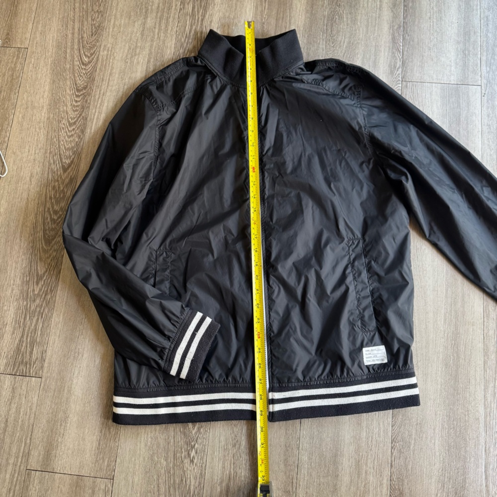 Adam Levine Mens Bomber Jacket Black with White Size L Full Zip w/Pockets - Picture 11 of 13